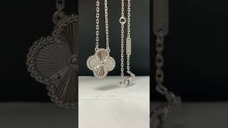 Custom Made Van Cleef Arpels Vintage Alhambra Guilloche Necklace 18K White Gold [upl. by Riddle]