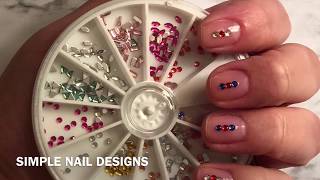 Easy No Glue How To Apply Rhinestones On Nails Tutorial [upl. by Liryc411]