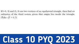 if 53 and 53 are two vertices of an equilateral triangle then find the coordinates of the [upl. by Adnarym]