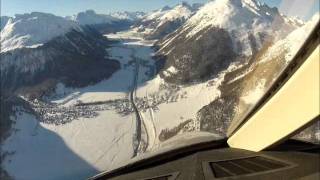 Samedan LSZS Engadin Airport Hawker 900 XP both directions  GoPro HD Hero2 [upl. by Ayrotal]