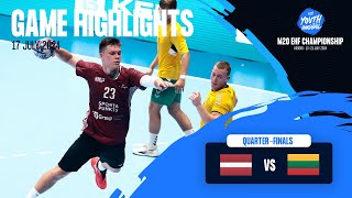 LAT  LTU  QUARTERFINAL  GAME HIGHLIGHTS  M20 EHF Championship 2024 [upl. by Ralli472]