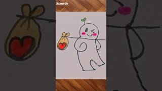 Cute sticker drawing  sketching with fun shorts ytshorts drawing [upl. by Melosa]