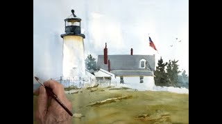 Easy Watercolor with Paul George Pemaquid Light [upl. by Weisburgh]