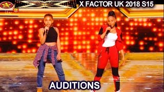 Aaliyah Robinson amp Acacia K 14 amp 15 yo Simon Paired Up quot Bang Bangquot AUDITIONS wk 2 X Factor UK 2018 [upl. by Thurstan]