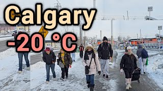 Snowfall and Extreme Cold in Calgary Alberta Canada Calgary winter Walking tour Calgary snow [upl. by Reh]