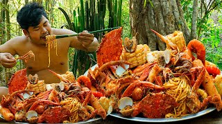 Wilderness Cooking Skill  Mix Noodle Seafood Recipe Eating So DeliciousASMRMUKBANGEATINGSHOW [upl. by Midis96]