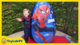 Giant Egg Surprise Opening Huge Surprise Egg with Toys and Silly String Fun Family Video for Kids [upl. by Zedecrem]