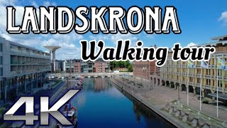 Landskrona Walking Tour 4k  Main street for shopping food and drinks [upl. by Hnoj473]