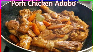 Pork Chicken Adobo RecipePanlasang PinoyPinay in Netherlands [upl. by Lyon82]