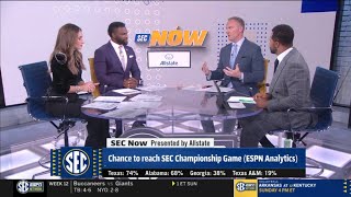 ESPN breaks Chance to reach SEC Championship Game Texas 74 Alabama 68 Georgia 38 Texas AampM 19 [upl. by Bak497]