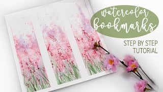 DIY watercolor BOOKMARKS  spring meadow  REAL TIME easy tutorial for beginners [upl. by Ahtelat]