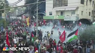 Violent protests erupt following Gaza hospital blast [upl. by Nileuqaj140]