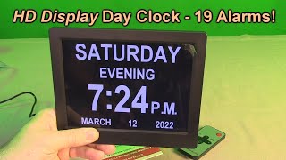 Véfaîî Day Clock  19 Alarms Remote Control amp Alarms 8 Large AMPM Day Calendar Clock REVIEW [upl. by Ived554]