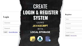 Create Login and Register System using JavaScript with Local Storage  JavaScript Login Register [upl. by Lund802]