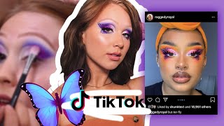 Trying TikToks butterfly makeup trend  Elora Jean [upl. by Mignonne750]