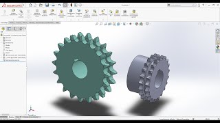 como crear una cadena de transmision en solidworks [upl. by Htebiram816]