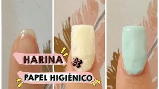 💅UÑAS POSTIZAS con HARINA y PAPEL HIGIÉNICO⚠️ MUY FÁCIL😳  perfectwith Ainhoa [upl. by Nyar]