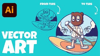 Drawing Digital Illustration Of Cute Character Get On The Canoe  Vector Art  Ciuycio [upl. by Pich]