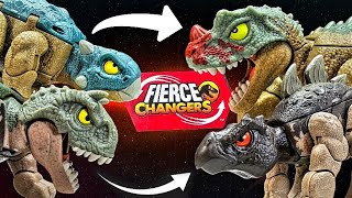 Mattel Jurassic World Fierce Changers Ceratosaurus vs Bumpy amp Carnotaurus vs Stegosaurus Review [upl. by Annaerb]