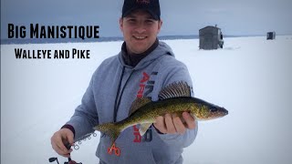 Big Manistique Lake Ice Fishing for Walleye and Northern Pike [upl. by Nwahsaj315]