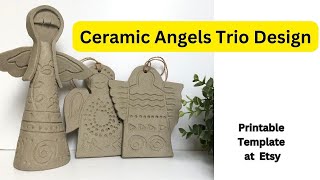 Christmas ceramic Angels Trio Design pottery slab handbuilt [upl. by Roshelle]