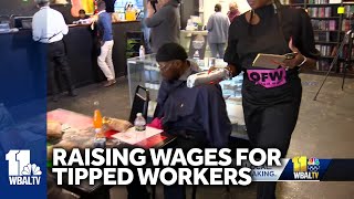 Tipped workers seek to raise subminimum wage [upl. by Atiuqel]