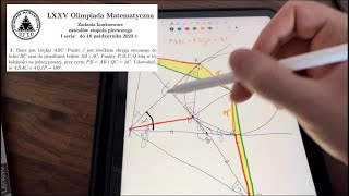 Olimpiada 75ta stopień 1 niby łatwa geometria a wymagała 4 podejść [upl. by Aissila]