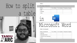 How to Split a Table in Microsoft Word  TAMIU ARC [upl. by Izmar]