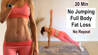 20 Min No Jumping Full Body Fat Loss Workout  No Repeat  No Equipment [upl. by Branca]