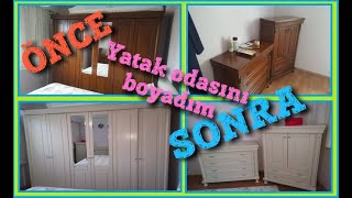 YATAK ODASI YENİLEME  GARDIROP BOYAMA  MOBİLYA YENİLEME  FURNITURE PAINTING kendinyap dıy [upl. by Ielerol50]