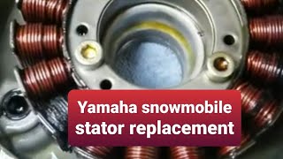 Stator replacement on Yamaha snowmobile 4 stroke Genesis VK professional [upl. by Elletnahc443]