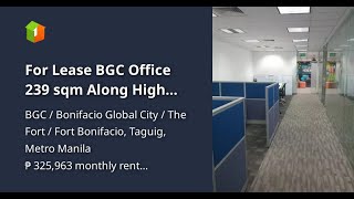 For Lease BGC Office 239 sqm Along High Street Bonifacio Global City  Fully Furnished [upl. by Ramiah]