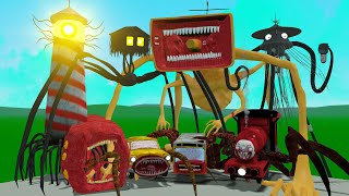 EPIC Monster Battle BUS EATER SIRENHEAD LIGHTHOUSE HOUSEHEAD TRAIN EATER And More in Garrys Mod [upl. by Anirac247]