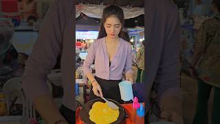 Beautiful Lady Selling Omelette in Vientiane Night Market  Street Food beautiful [upl. by Creigh938]