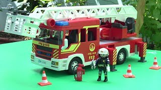 Fire Truck for Kids  Playmobil Ladder Unit with Lights and Sound Toys Unboxing Videos [upl. by Kina557]