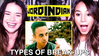 JORDINDIAN  Types of Breakups  Reaction by Achara amp Lya Mariella [upl. by Mehs]