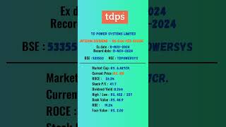 Td Power Systems Limited share latest news  ExDate 11NOV2024  stockmarket nse [upl. by Nidorf897]