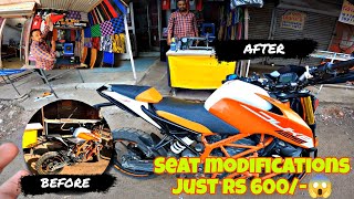 Bike Ki Seats Modifications ke liye best shop in bhopal  Ktm duke seat modifications motovlog [upl. by Ethelred]