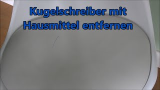 Kugelschreiber aus Kunstleder entfernen mit Hausmittel  Kulli aus Kleidung oder Möbel entfernen [upl. by Meikah]