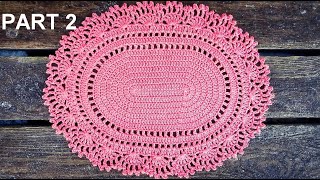 Romantic Oval Doily Placemat Crochet Tutorial Part 2 Round 7  13 [upl. by Delcina]