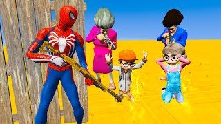 Scary Teacher 3d  Spiderman vs MissT amp Blue and Pink MissT  Nick Rescue   Game Animation [upl. by Enerol]