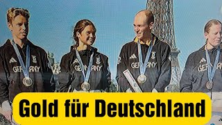 Deutsche TriathlonMixed Staffel holt gold in Paris olympische sommerspiele 2024 [upl. by Anirtac98]