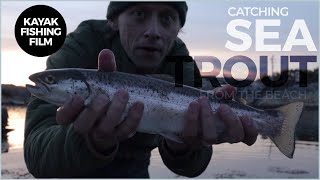 KAYAK FISHING FILM  Catching sea trout from the beach  Sweden [upl. by Kiona]