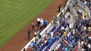 OAKMIA Fan injured after Puntos foul ball [upl. by Birdt251]