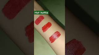 Myglamm lit liquid matte lipstick shade LM66 hot hottie LM57 watermelon sugar LM29 cu46 swatches [upl. by Nedrob909]