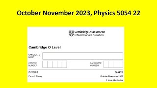 October November 2023 Physics 505422 Solution by Ferhan Mazher [upl. by Saleem]