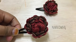 DIY  How To Make Glitter Foam Flowers With Glitter Foam Sheet Glitter Foam Hair Clips  Foamiran [upl. by Uno]