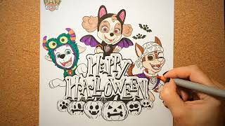 AniaKoloruje Dla Maluchów  How to color PAW PATROL HAPPY HALLOWEEN  Jak pokolorować PSI [upl. by Yaned]