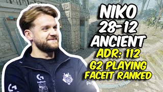 NiKo playing with G2 2812 Ancient FACEIT Ranked July 27 2024  CS2 POV [upl. by Eelanaj]