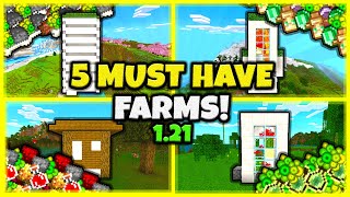 5 MUST HAVE FARMS In Minecraft Bedrock 121 [upl. by Hilton]